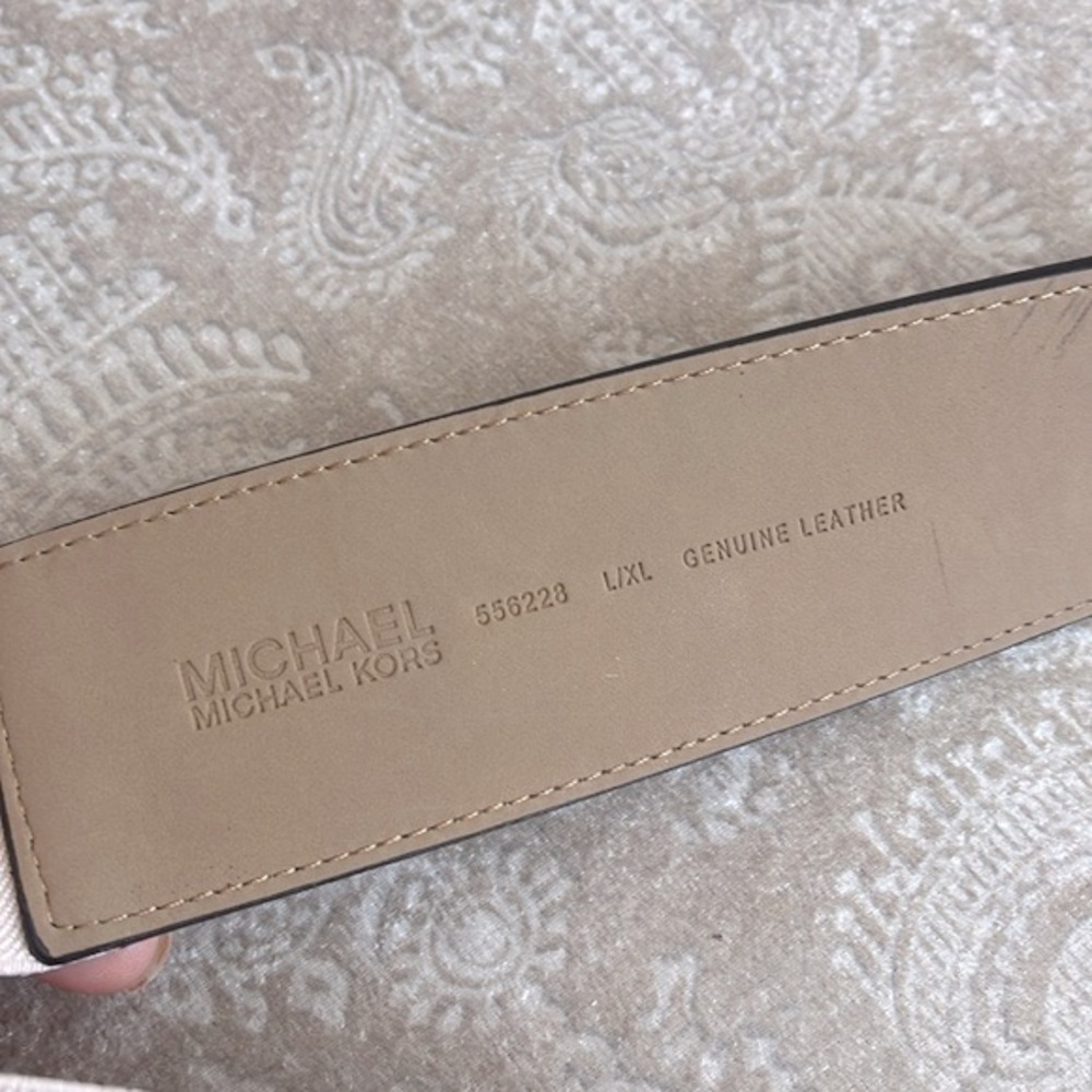 Brand New Michael Kors Genuine Leather Wide Strap Belt Elastic Stretch Cognac - Picture 9 of 15